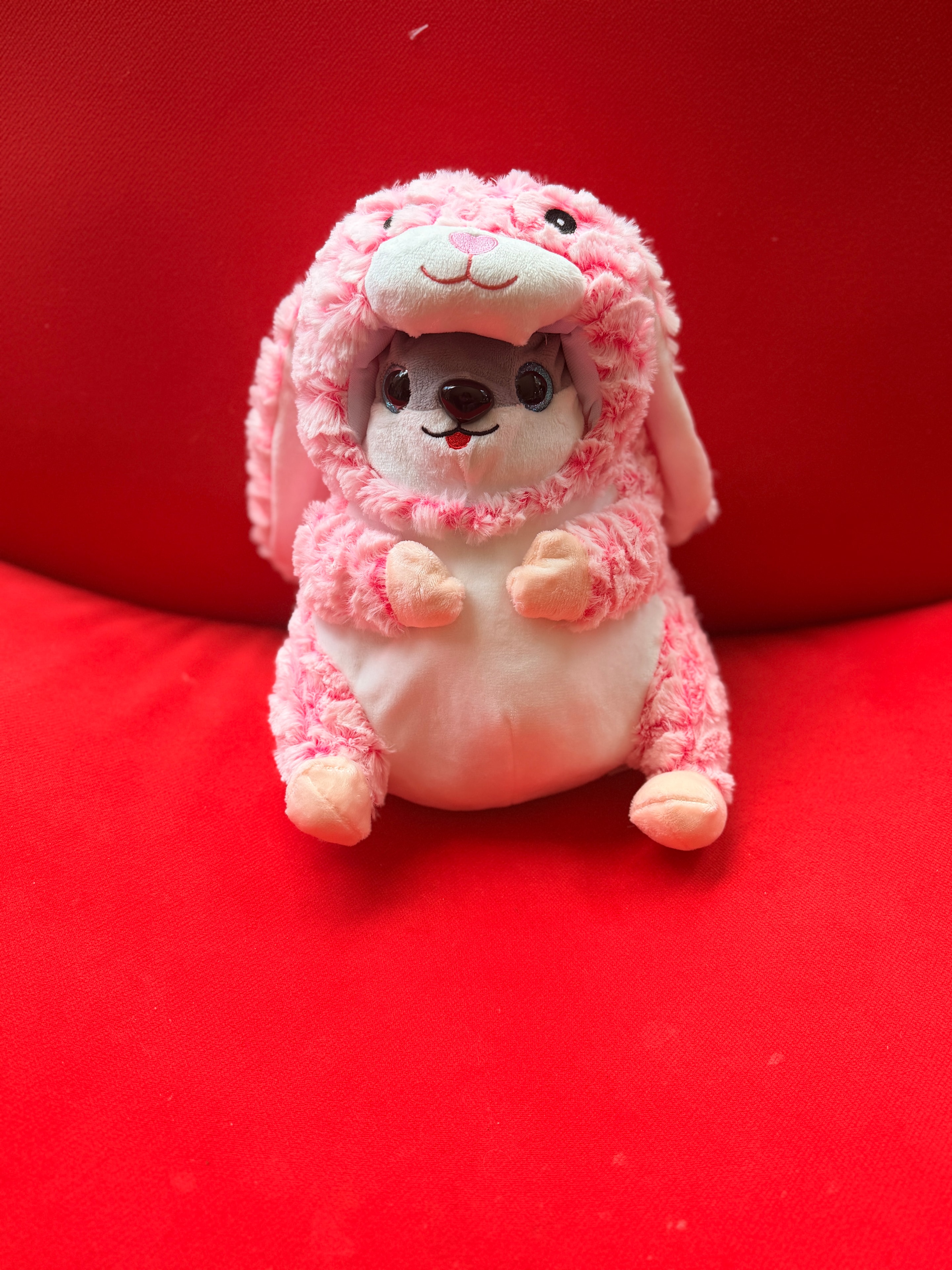 Pink bunny plush toy prize